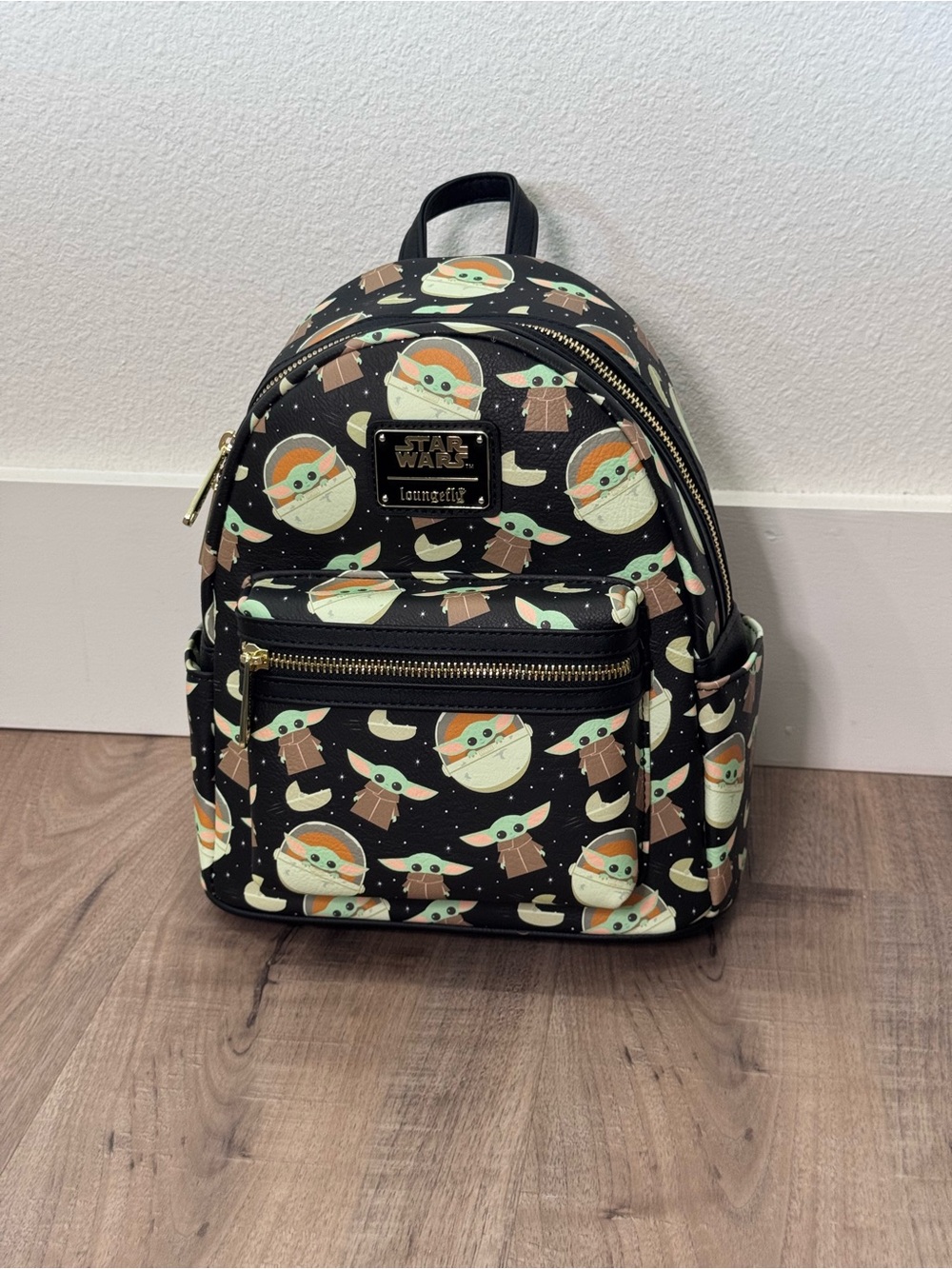 Loungefly Black The Child Pattern Kids Mini Backpack